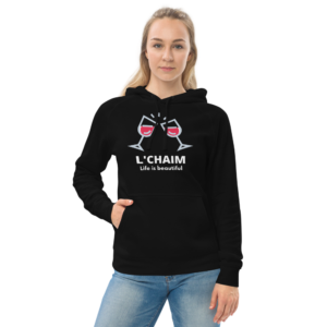 Unisex kangaroo Pocket Hoodie - L'Chaim Life Is Beautiful