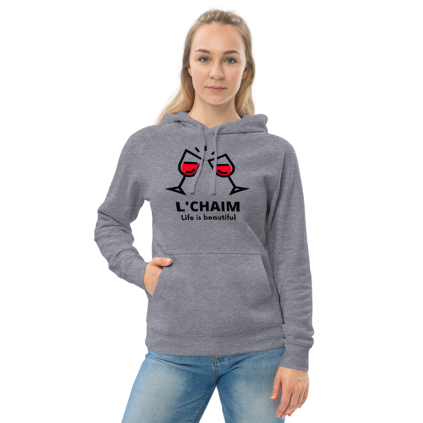 Unisex kangaroo pocket hoodie - L'Chaim Life Is Beautiful - Image 2