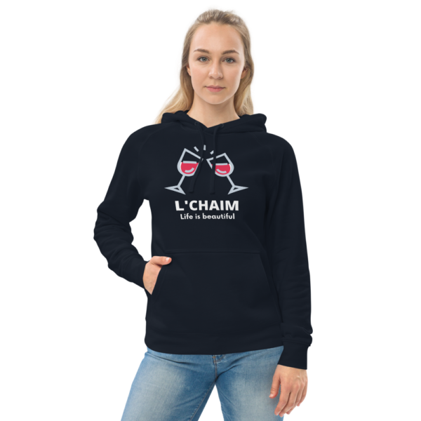 Unisex kangaroo Pocket Hoodie - L'Chaim Life Is Beautiful - Image 2