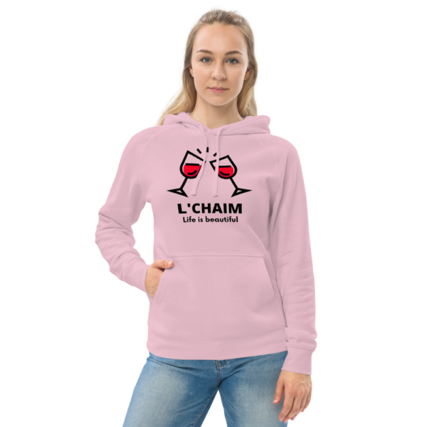 Unisex kangaroo pocket hoodie - L'Chaim Life Is Beautiful - Image 3