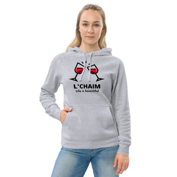 Unisex kangaroo pocket hoodie - L'Chaim Life Is Beautiful - Image 4